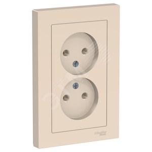 ATN000220 AtlasDesign Розетка двойная без заземления, бежевая (уп.15шт.) Schneider Electric ATN000220 - фото 234991