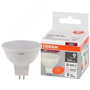 5582422 Value MR16 LED 5Вт GU5.3 4000К 400Лм спот 220В (замена 35Вт) Лампа светодиодная (уп.10шт.) LEDVANCE (OSRAM) 4058075582422 - фото 313196