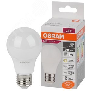 5577893 Value A LED 7Вт E27 3000К 560Лм груша 220В (замена 60Вт) Лампа светодиодная (уп.10шт.) LEDVANCE (OSRAM) 4058075577893 - фото 313202