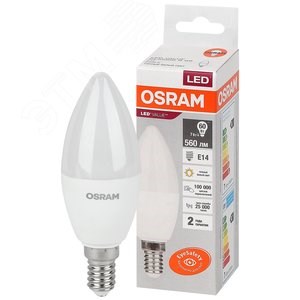 5578883 Value B LED 7Вт E14 3000К 560Лм свеча 220В (замена 60Вт) Лампа светодиодная (уп.10шт.) LEDVANCE (OSRAM) 4058075578883 - фото 313208