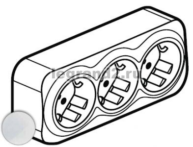 782238/782218 Quteo Розеточный блок 3 x 2К+З с защитными шторками 16A 250В~ IP20 белый (уп.10шт.) Legrand (Франция) 782238 - фото 595765