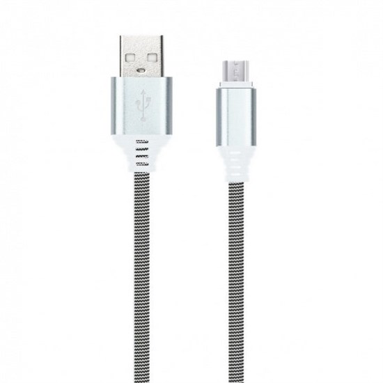 iK-12NS black Дата-кабель SmartBuy USB-A штекер - USB-micro штекер, нейлон Socks 1м черн.-белый 57685 - фото 604321