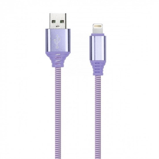 iK-512NS violet Дата-кабель SmartBuy USB-A штекер - 8pin штекер Apple, нейлон Socks 1м фиолет 57682 - фото 604438