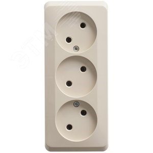 PA 16-009K ЭТЮД Розетка 3 гнезда без заземления, кремовый (уп.11шт.) Systeme Electric (Россия) PA16-009K - фото 604624