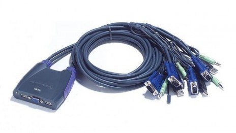 ATEN CS64U (CS64UZ-AT) Переключатель, электрон., KVM+Audio, 1 user USB+VGA => 4 cpu USB+VGA, со встр.шнурами USB 4x1.2м., 2048x1536, настол. ATEN CS64U - фото 604753