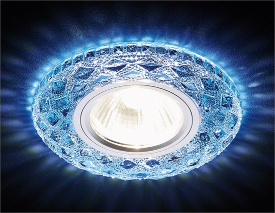 S288 BL хром/сапфир хрусталь/MR16+3W (LED WHITE) Светильник встраиваемый (уп.50шт.) Ambrella Light 4627094357870 - фото 605149