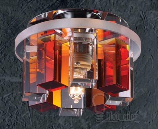 369353 NT09 218 хром/прозрачно-янтарный Встраиваемый светильник IP20 G9 40W 220V Caramel 3 Novotech 369353 - фото 605176