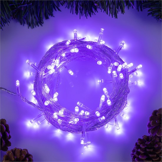 3556783 Гирлянда «Нить» 10 м, IP20, прозрачная нить, 100 LED, свечение фиолетовое, 8 режимов, 220 В Luazon Lighting 3556783 - фото 605318