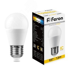 38104 LB-950 P LED 13Вт E27 2700К 1105Лм шарик 220В (замена 100Вт) Лампа светодиодная (уп.10/100шт.) FERON (Китай) 38104 - фото 605364