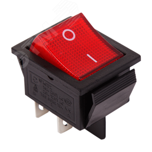 FD 36-2340 Выключатель клавишный 250V 20А (4с) ON-OFF красный с подсветкой REXANT (Китай) FD 36-2340 - фото 605451