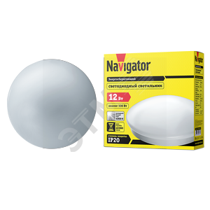 94777 NBL-R1-12-4K-IP20-LED Светильник светодиодный ДБП-12Вт 4000К 900Лм IP20 круглый пластиковый белый (уп.10шт.) Navigator 94777 NBL-R1-12-4K-IP20-LED - фото 605598