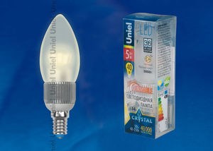 LED-C37P-5W/WW/E14/FR/DIM Лампа светодиодная, "свеча", матовая, теплый белый свет (уп.100шт.) UNIEL LED-C37P-5W/WW/E14/FR/DIM - фото 605631