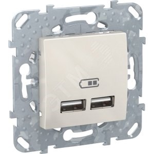 MGU5.418.25ZD Unica Розетка двойная USB 1А, бежевый Schneider Electric MGU5.418.25ZD - фото 605660