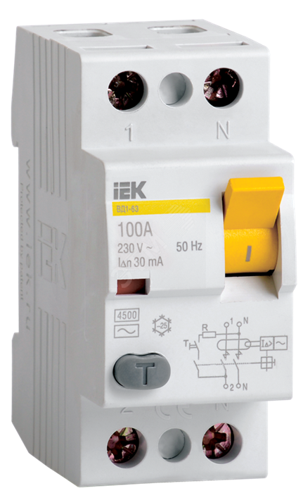 MDV10-2-025-030 УЗО ВД1-63 2Р 25А 30мА Электромеханическое IEK® MDV10-2-025-030 - фото 605717