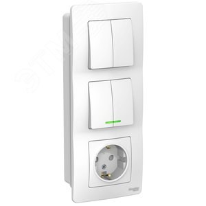 BLNBS102211 Blanca С/У Блок: Розетка с/з и шторками 16А, 250В + выключатель 2кл.с подсветкой + выключатель 2кл., белый (уп.3шт.) Systeme Electric BLNBS102211 - фото 605875