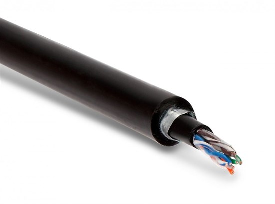 UUTP4-C5E-S24-ARM-OUT-PE/PE-BK Кабель витая пара U/UTP, Cat.5e, одножильный (solid),бронир. стальной лентой, внешний, PE, черный Hyperline UUTP4-C5E-S24-ARM-OUT-PE/PE-BK - фото 606149