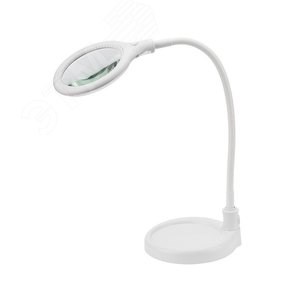 FD 31-0247 Лупа настольная 3D с подсветкой 30 SMD LED, подставка+прищепка, Ø95мм, белая REXANT (Китай) FD 31-0247 - фото 606289
