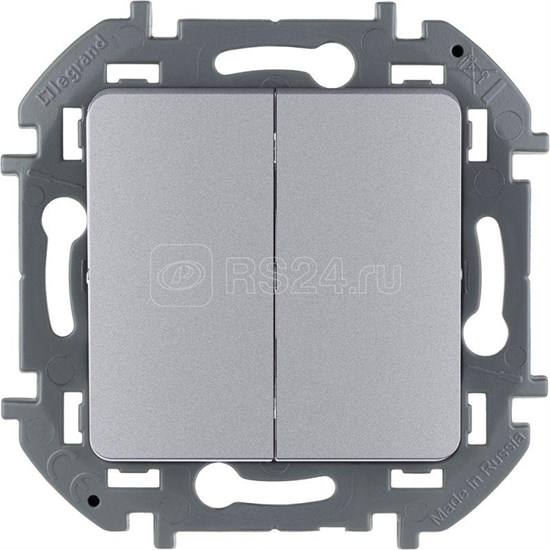 673622 Inspiria Выключатель двухклавишный 10A 250В~ алюминий (уп.20шт.) Legrand (Российская Федерация) 673622 - фото 606332