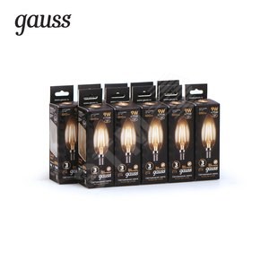 103801109 Gauss LED Filament Свеча E14 9W 680lm 2700К Лампа светодиодная "свеча" (уп.10шт.) 103801109 - фото 606598