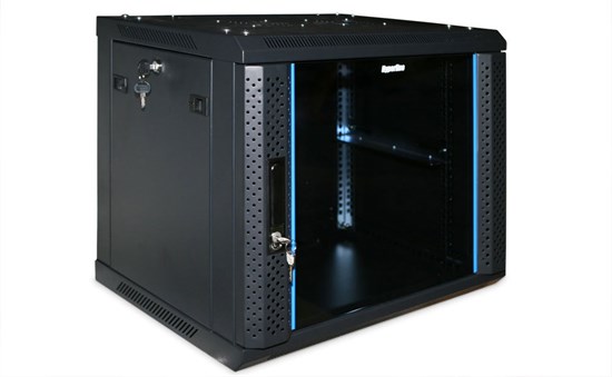 TWFS-0445-GP-RAL9004 Шкаф настенный 19", 4U, 278x600х450мм (ВхШхГ), стеклянная дверь Hyperline TWFS-0445-GP-RAL9004 - фото 606623