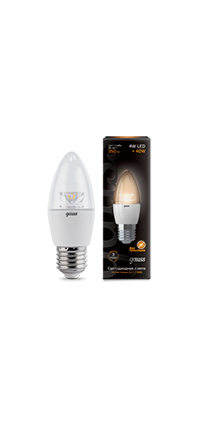 103202104 Gauss LED Candle Crystal Clear E27 4W 2700К Лампа светодиодная "свеча" (уп.10/50шт.) 103202104 - фото 606824