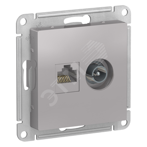ATN000389 Atlasdesign Механизм розетки двойная TV + компьютерная RJ45, Cat.5e, алюминий (уп.10шт.) Schneider Electric ATN000389 - фото 606992