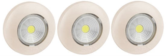 SB-505 SB-505 Фонарь NEW пушлайт "Аврора" [COB, 3xAAA, слон. кость, 3шт в кор] ЭРА Б0031044 - фото 607177