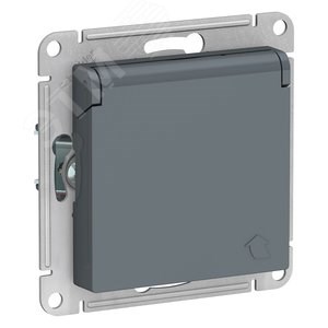 ATN000746 Atlasdesign Механизм розетки 1 гнездо с заземлением, шторками и крышкой, грифель (уп.10шт.) Systeme Electric (Россия) ATN000746 - фото 607238