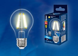 LED-A60-8W/WW/E27/CL SKY Лампа светодиодная (уп.10шт.) UNIEL LED-A60-8W/WW/E27/CL - фото 607251