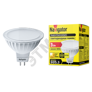 94255 NLL-MR16-3-230-3K-GU5.3 MR16 LED 3Вт GU5.3 3000К 225Лм спот 220В (замена 25Вт) Лампа светодиодная (уп.10шт.) Navigator Group© (Китай) 94255 - фото 607355
