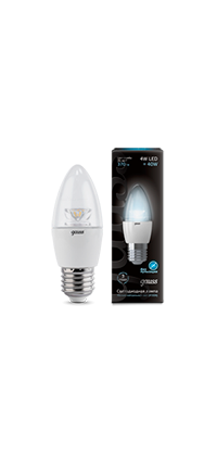 103202204 Gauss LED Candle Crystal Clear E27 4W 4100К Лампа светодиодная "свеча" (уп.10/50шт.) 103202204 - фото 607409