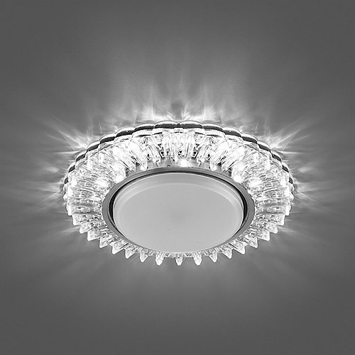 29539 CD4025, 20LED*2835 SMD 4000K, 15W GX53, без лампы, прозрачный, хром, Светильник встраиваемый с LED подсветкой с драйвером в комплекте FERON 29539 - фото 607530