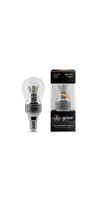HA105201105-D Gauss LED Globe-dim Crystal Clear 5W E14 2700K Лампа светодиодная "шар" (уп.10шт.) HA105201105-D - фото 607582