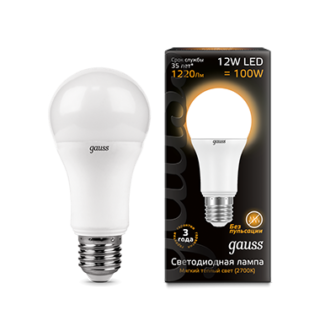 102502112 Gauss Black LED A60 globe 12W E27 3000K Лампа светодиодная "груша" (уп.10шт.) 102502112 - фото 607851