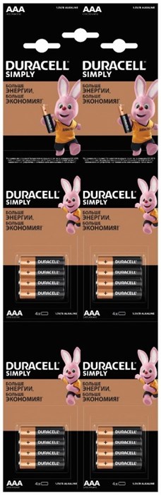 MN 2400/LR03/286 BL16 1,5V Basic AAA Элемент питания (отрывная лента-блистер 4х4шт.) Duracell MN 2400/LR03/286 BL16 - фото 607981