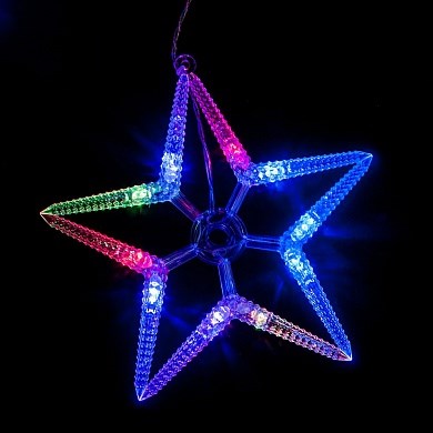 26823 CL57 Гирлянда "Ледяные звезды" 220V 100 RGB LED , IP20, 3.7м, длина шнура: 1,5м (уп.14шт.) 26823 - фото 608872