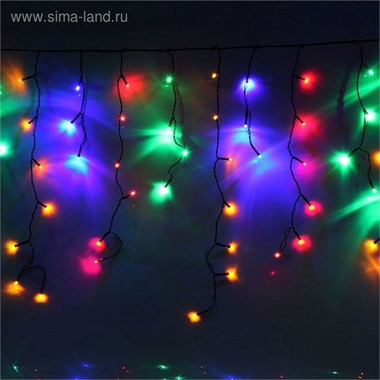 706206 Гирлянда "Бахрома" Ш:2,4 м, В:0,6м, нить темная, LED-120-220V, контр. 8 р. мульти 706206 - фото 608911