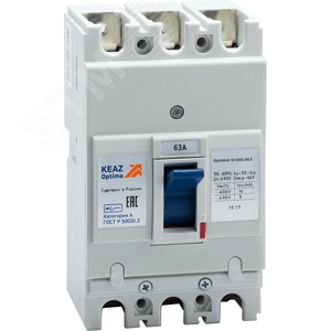 100006 OptiMat E100L063-УХЛ Выключатель автоматический 3п 63A 5кА КЭАЗ (Россия) 100006 - фото 609142
