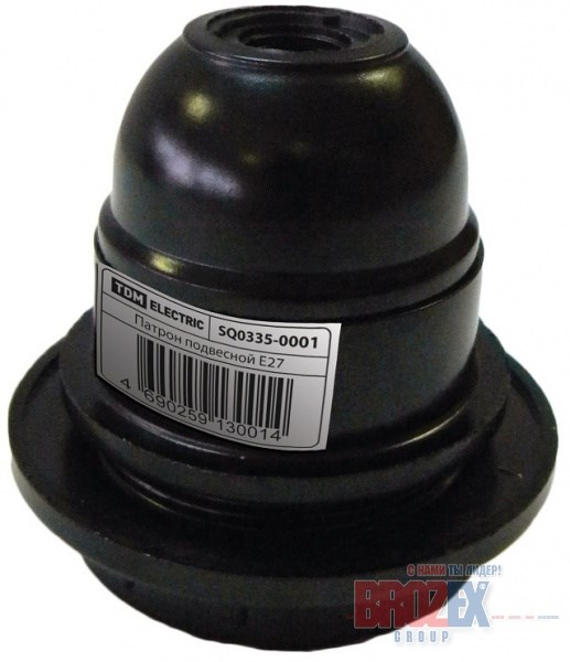 SQ0335-0002 Патрон Е27 карболит, люстровый с кольцом, черный, резьбовой 4А TDM SQ0335-0002 - фото 609490