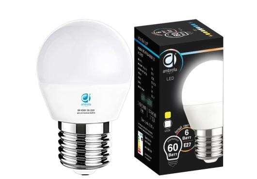 204027 Present LED B45-PR 6W (60W) E27 4200K Лампа светодиодная "Шар" (уп.100шт.) Ambrella Light 204027 - фото 609518
