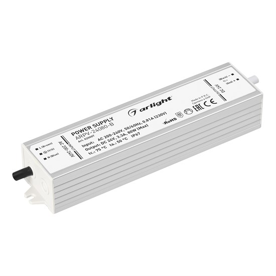 020007 Блок питания ARPV-24080-B 24V, 3.3A, 80W IP67 Металл, 3 года Arlight (Россия) 020007 - фото 609813