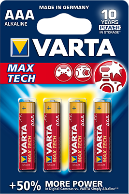 4703.101.404 Max-Tech LR03/286 BL4 Элемент питания (блистер 4шт.) (уп.40/200шт.) Varta 4703.101.404 - фото 609918