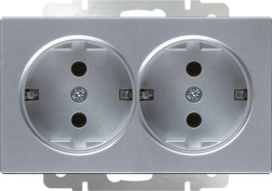 WL06-SKG-02-IP20 Розетка двойная с заземлением, серебряная (уп.10шт.) Werkel™ a040289 - фото 609934