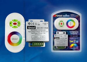 ULC-G10-RGB WHITE Контроллер для RGB светодиодными источниками света с пультом (уп.100шт.) UNIEL ULC-G10-RGB WHITE - фото 609976