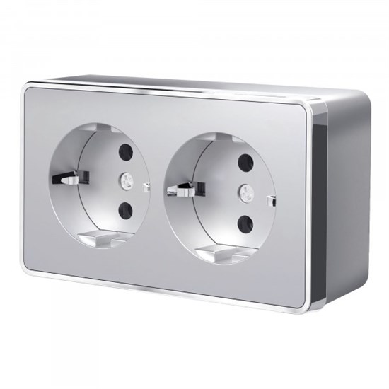 W5072106 серебряный Gallant Розетка двойная с заземлением (уп.10шт.) Werkel™ a052776-1 - фото 610021