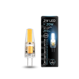 207707202 Gauss LED G4 12V 2W 4100K Лампа светодиодная (уп.20/200шт.) 207707202 - фото 610122