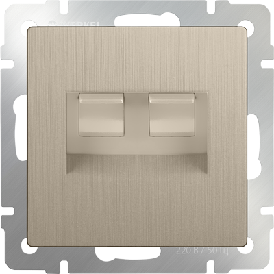 WL10-RJ11-45 Розетка телефонная RJ-11 и компьютерная RJ-45 шампань рифленая (уп.5шт.) WERKEL WL10-RJ11-45 - фото 610383