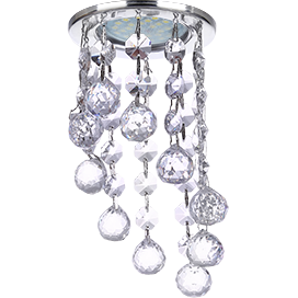 FU16RVECB Ecola MR16 CR1007 GU5.3 Glass Стекло Круг с большими хруст. на подвесе "под скос" Прозрачный / Хром 84x170 FU16RVECB - фото 610388