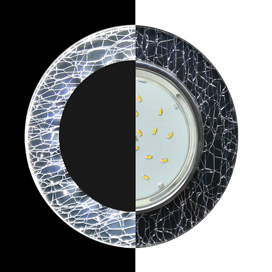 SE53RNECH Ecola GX53 H4 LD5310 Glass Cветильник встраиваемый Стекло Круг с подсветкой хром-колотый лед на черном 38x126 (к+) (уп.10шт.) SE53RNECH - фото 610448