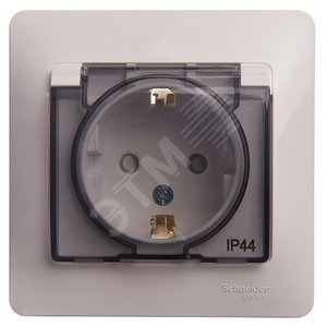 GSL000148 Glossa Розетка 1 гнездо с заземлением, шторками и крышкой IP44, белая, в сборе (уп.10шт.) Systeme Electric (Россия) GSL000148 - фото 610577